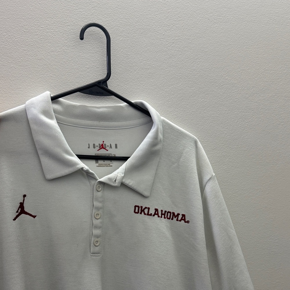 Jordan White Polo Shirt with Oklahoma Embroidery